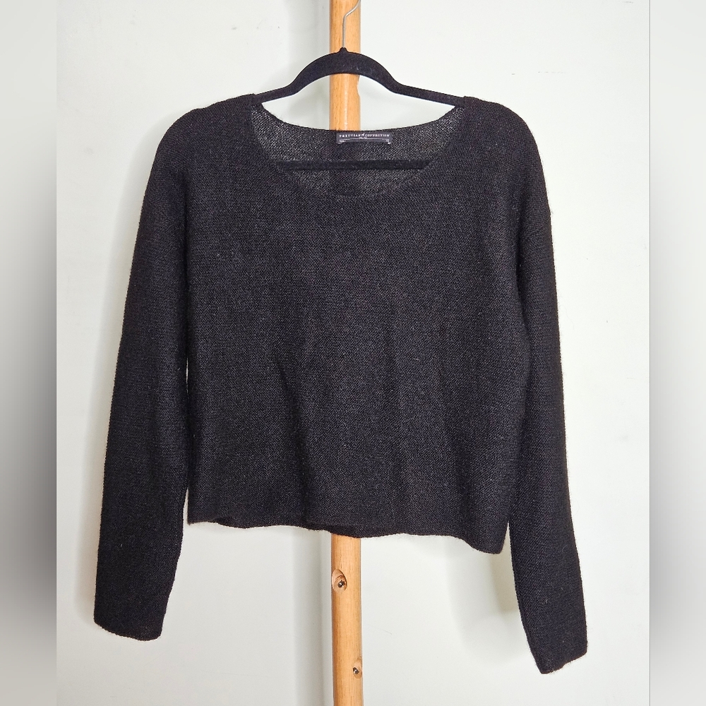 Peruvian Connection 100% Alpaca Crew Sweater Black Size XS